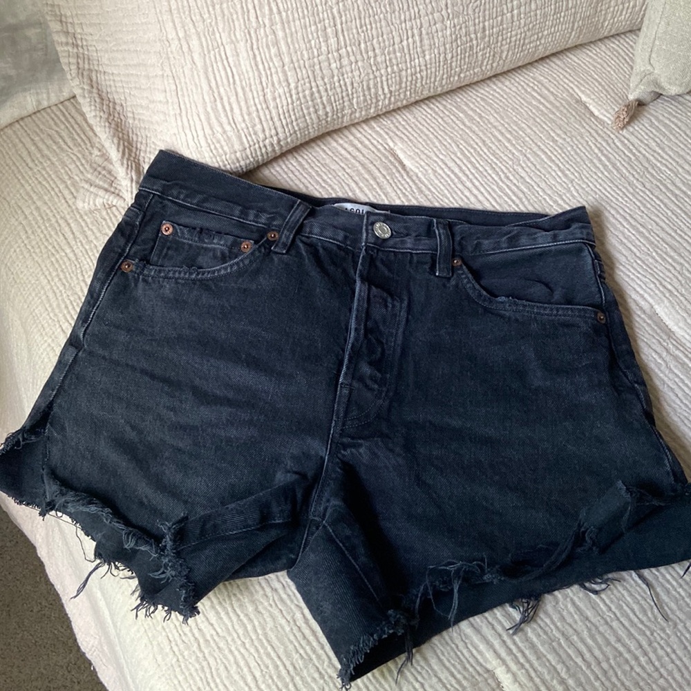 Agolde High Waist Black Denim Shorts